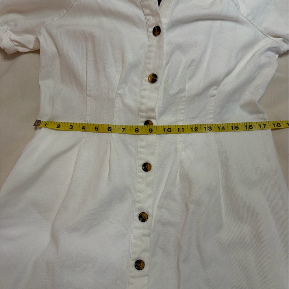 Who What Wear White Puff Sleeve Denim Dress Size L | 100% Cotton - Picture 8 of 14